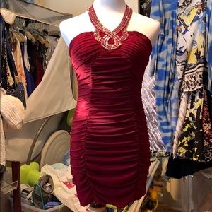 Maroon red tight fitted dress